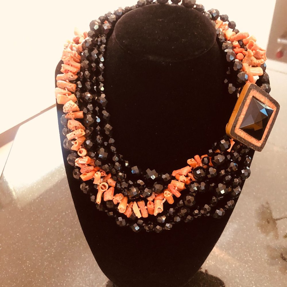 Genuine Branch Coral Necklace, Vintage Coral Necklace 17.5 Long, 1950's Coral Ne